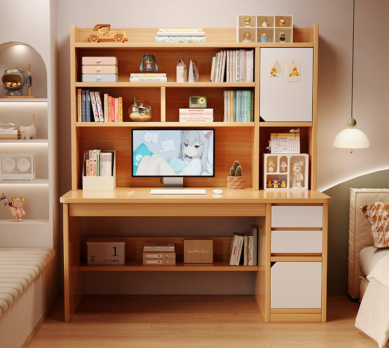 Desk bookshelf integrated computer desk desktop home student study desk and chair combination simple bedroom office writing desk