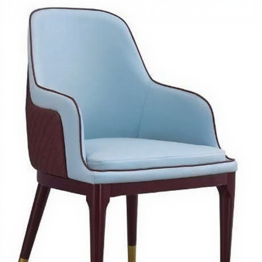 Elegant Dual-Tone Armchair: Beige & Brown Leatherette with Gold-Tipped Legs