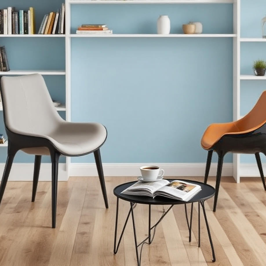 Modern Fiberglass Dining Chair Set: Gray & Orange Contemporary Design
