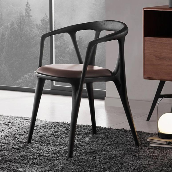 Organic Curve Accent Chair in Ash Wood & Geometric Fabric