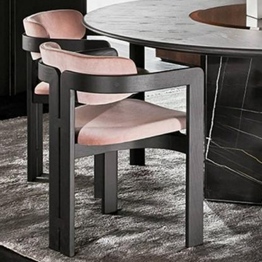 Organic Curve Accent Chair in Ash Wood & Geometric Fabric