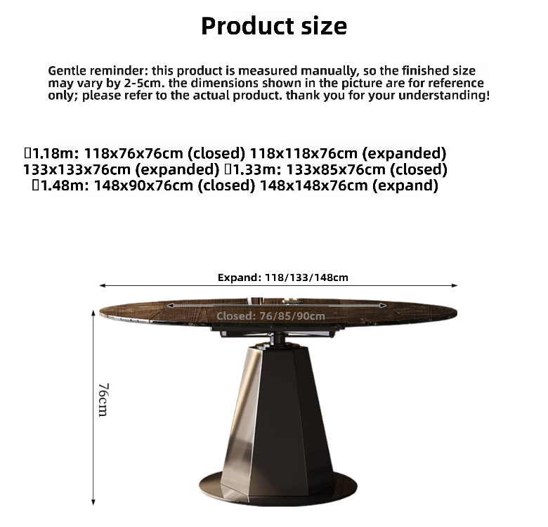 Italian light luxury microcrystalline stone dining table and chair combination small apartment rotating telescopic square circle dual-purpose household marble dining table