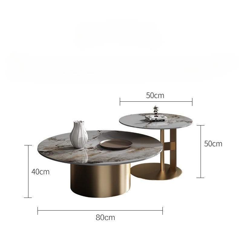 Coffee table living room household simple modern small apartment light luxury high sense round rock slab minimalist designer small coffee table