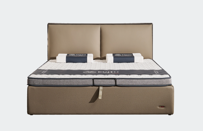 Modern Queen Size Bed & Nightstand Set - Upholstered Headboard with Storage Drawer