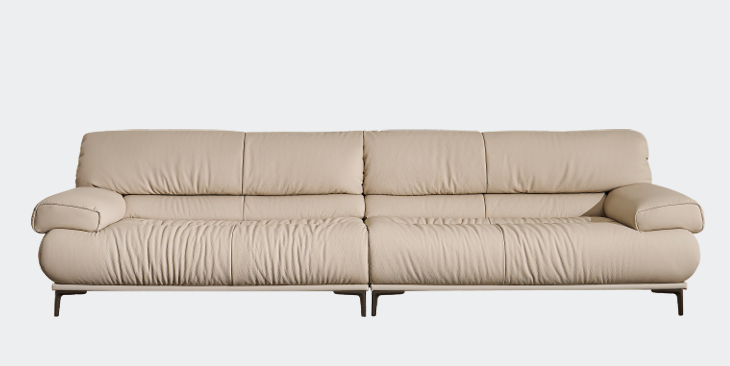 Modern Sofa and Armchair Set - Beige 3-Seater with Brown Accent Chair