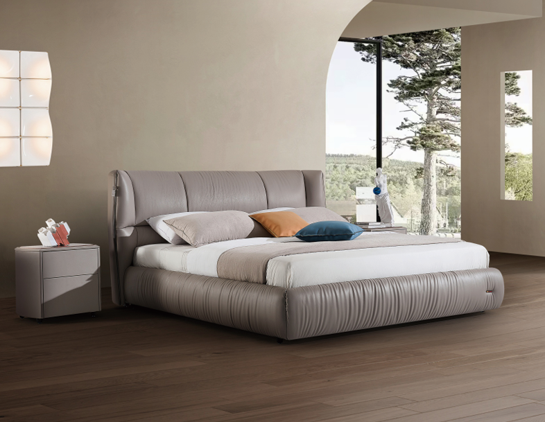 Modern King Size Bed & Nightstand Set - Tufted Upholstered Bedroom Furniture (2330×2170×1080mm)