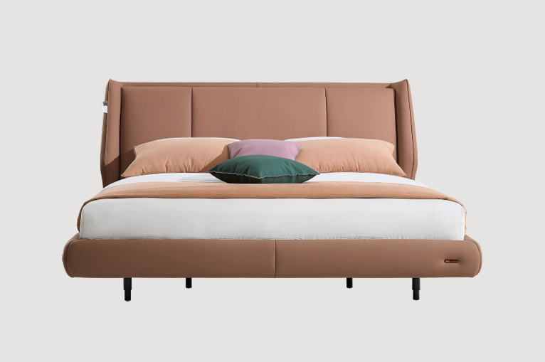 Modern Upholstered Platform Bed & Nightstand Set - Wingback Headboard Design