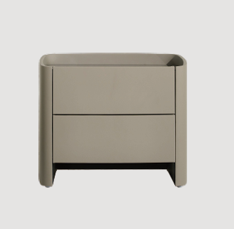 Modern Queen Size Bed & Nightstand Set - Neutral Upholstered Bedroom Furniture