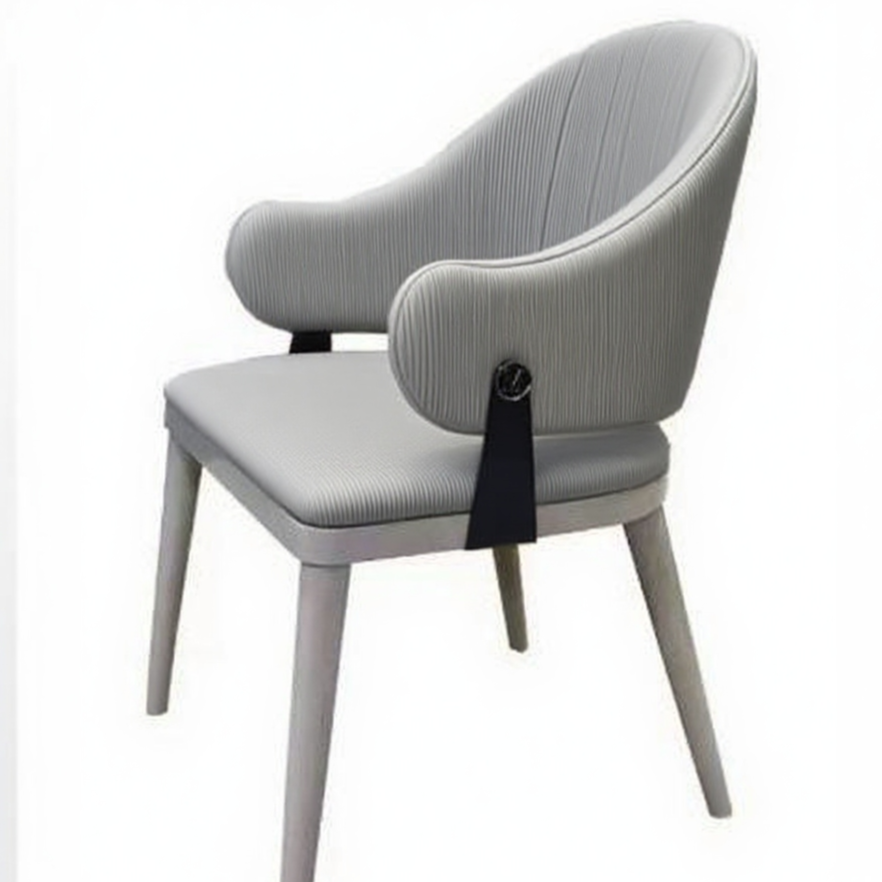 Elegant Ash Wood Dining Chair - Gold-Tipped Legs & Luxe Upholstery
