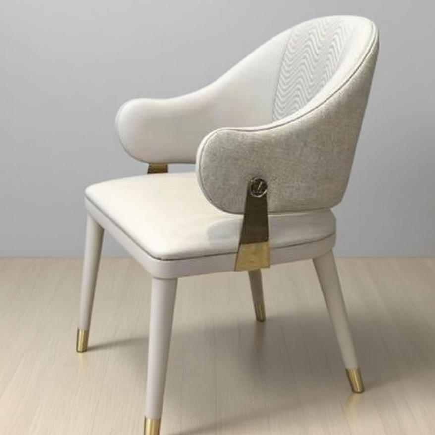 Elegant Ash Wood Dining Chair - Gold-Tipped Legs & Luxe Upholstery