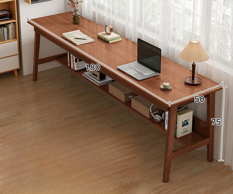 Long table against the wall Narrow table Rectangle desk Double desk Household computer desk Solid wood leg workbench