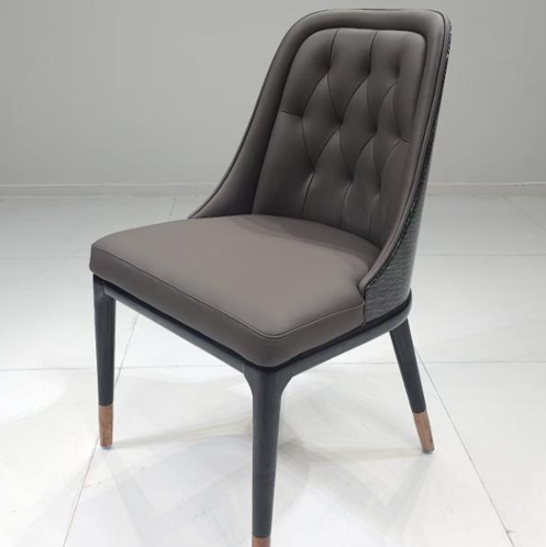 Curvilinear Metal-Wood Armchair: Brushed Steel & Walnut Accent
