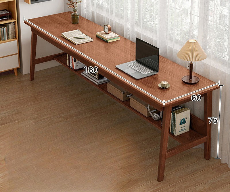 Long table against the wall Narrow table Rectangle desk Double desk Household computer desk Solid wood leg workbench