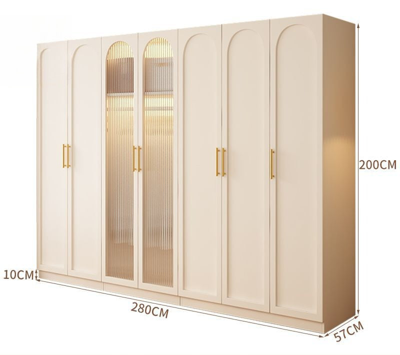 Wardrobe household bedroom solid wood cabinet to top opposite door glass combination large wardrobe with drawers combination cabinet factory