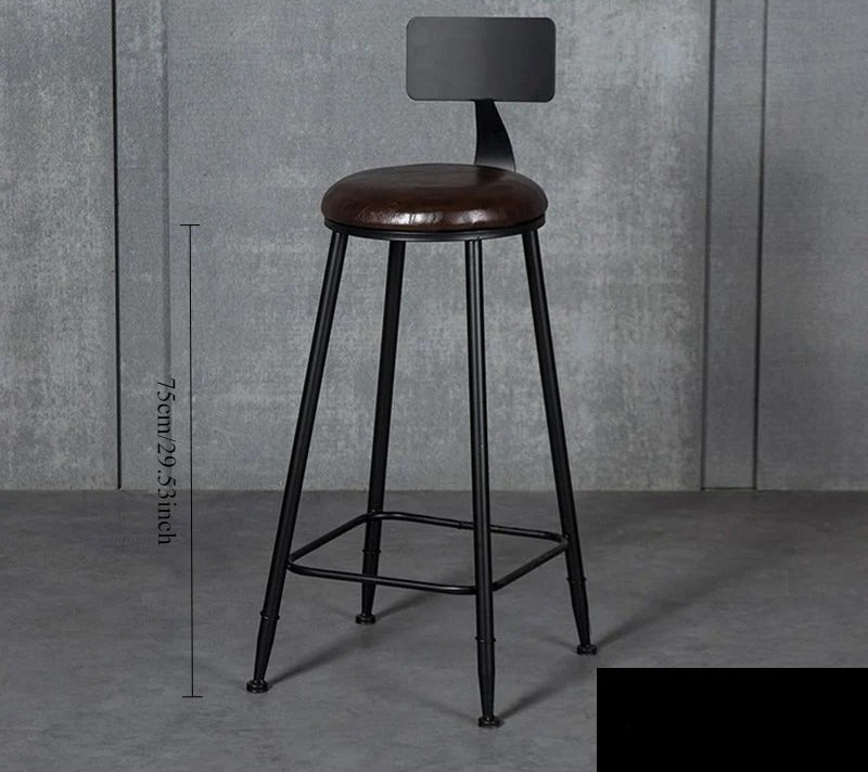 Wrought iron bar chair Modern simple home backrest Bar stool Bar chair High stool Nordic milk tea shop Front desk chair