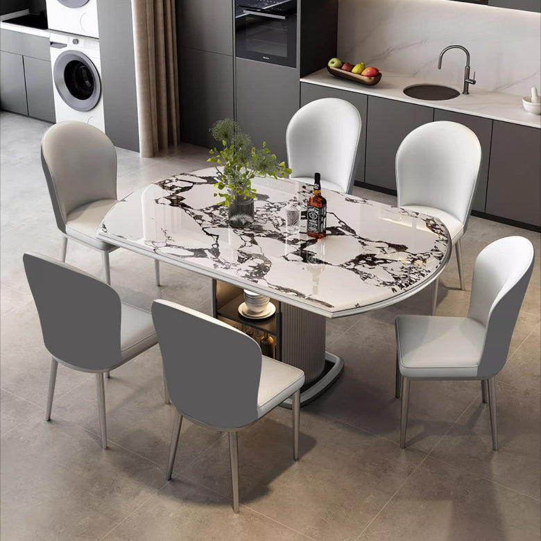 Italian light luxury telescopic folding square and round dual-purpose dining table small apartment storage microcrystalline stone table and chair combination restaurant dining table