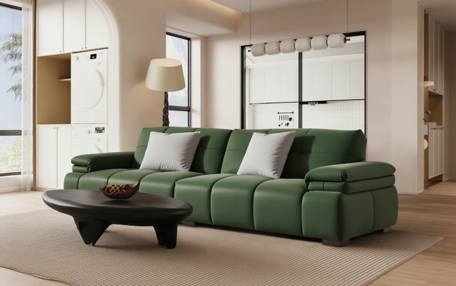 Modern 3-Seater Leather Sofa - 3060×1050×790mm Contemporary Living Room Centerpiece