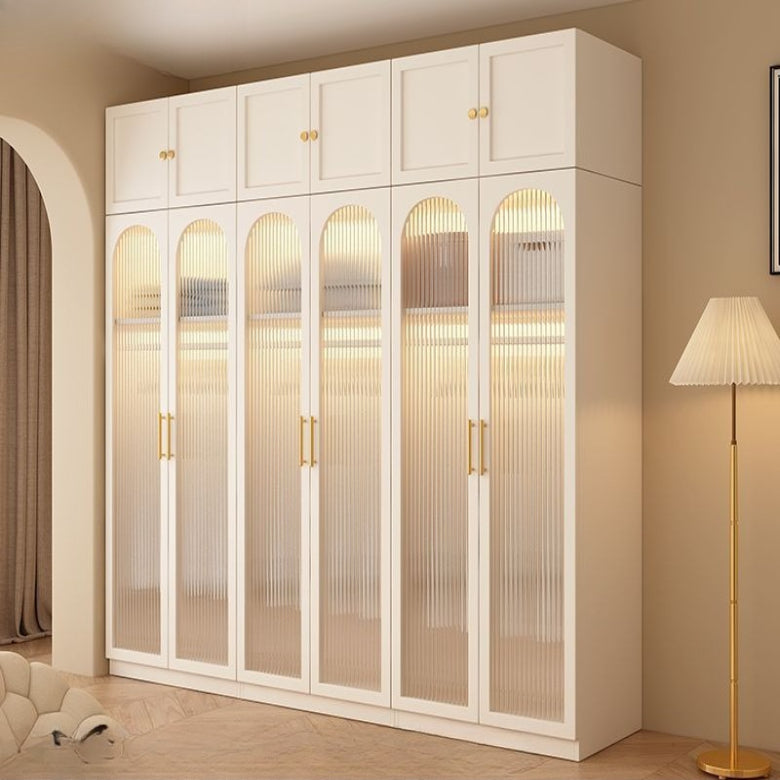 Wardrobe household bedroom solid wood cabinet to top opposite door glass combination large wardrobe with drawers combination cabinet factory