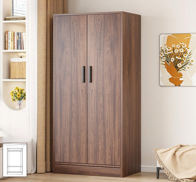Bailuo popular rental house wardrobe home new bedroom hanging walnut wardrobe small apartment 2025 retro assembly