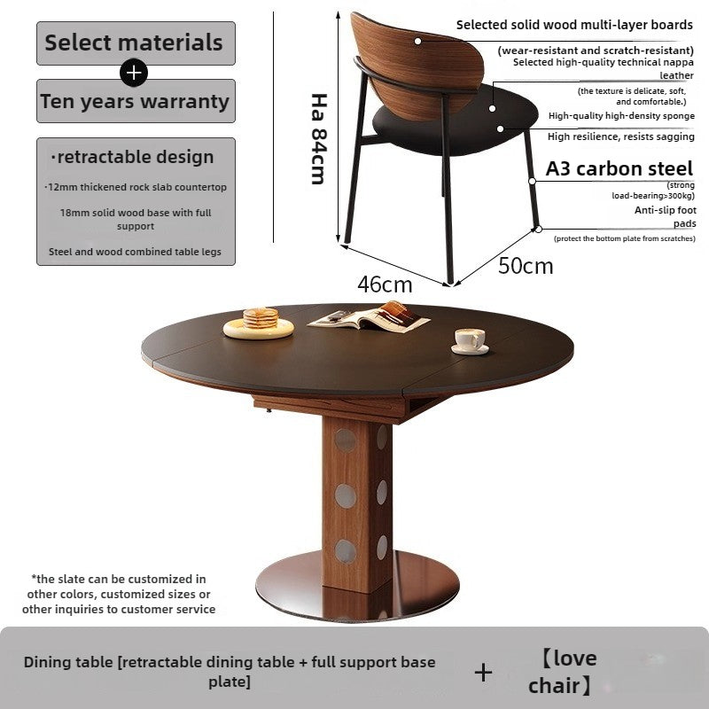 French medieval rock slab dining table household small apartment Berg table foldable Bauhaus function dining chair round table