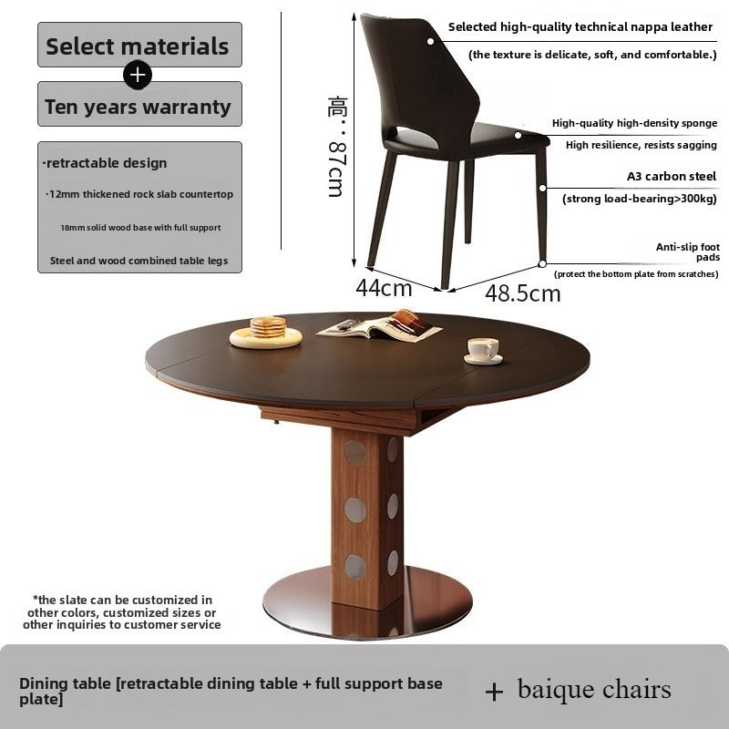 French medieval rock slab dining table household small apartment Berg table foldable Bauhaus function dining chair round table
