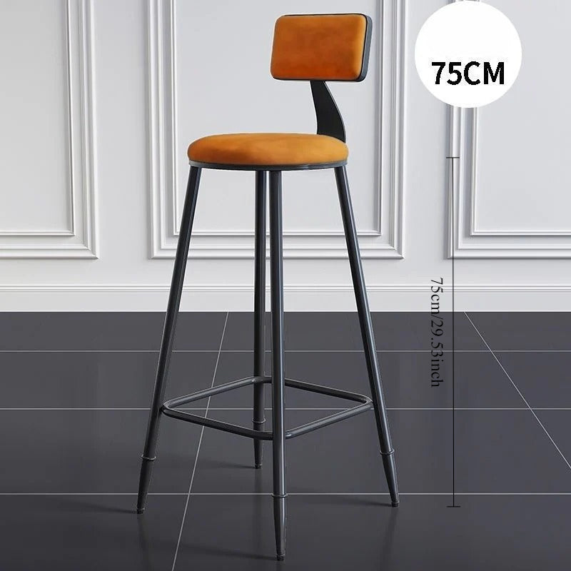 Wrought iron bar chair Modern simple home backrest Bar stool Bar chair High stool Nordic milk tea shop Front desk chair