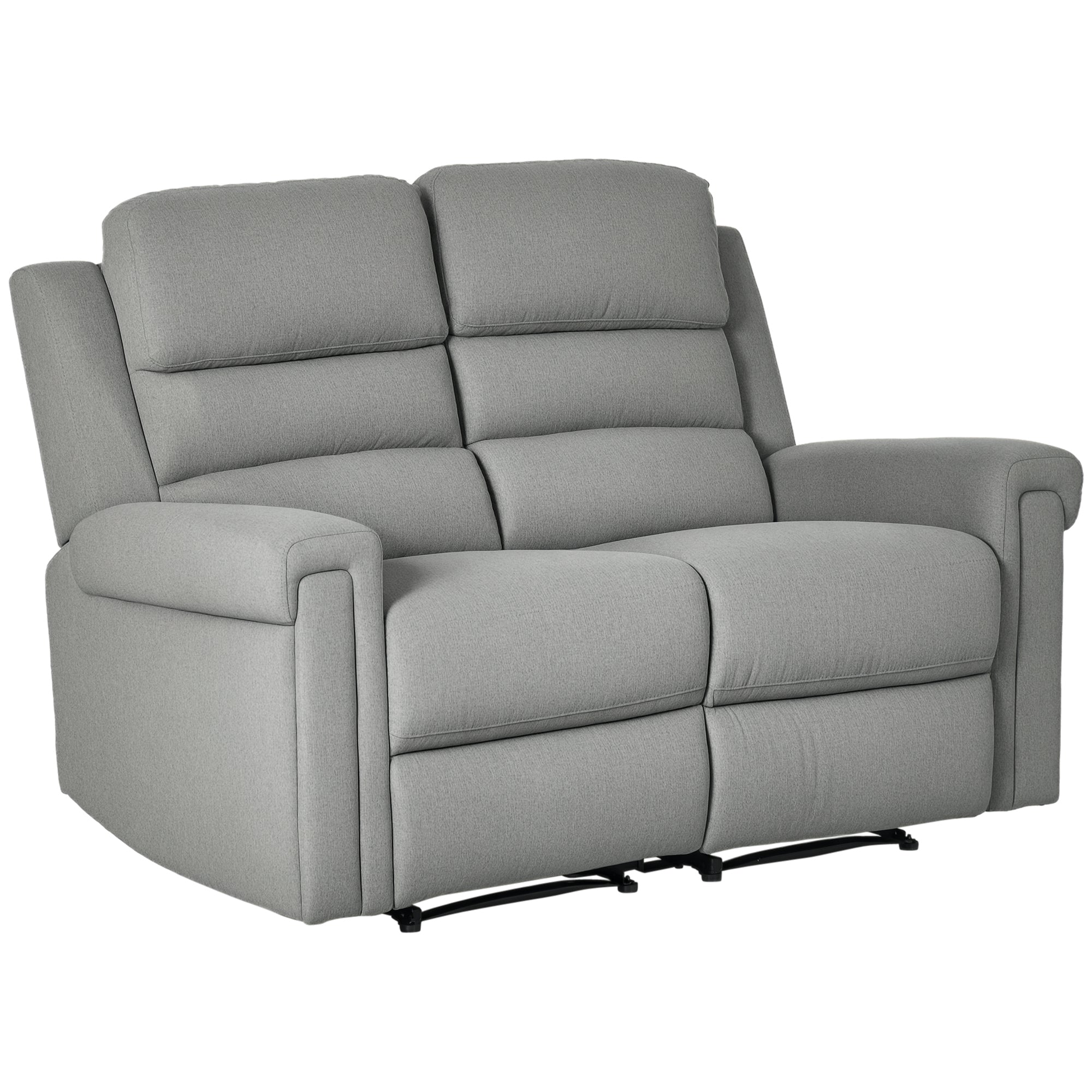 HOMCOM Modern Recliner Chair Linen Fabric Single Sofa Home Theater Seating with Overstuffed Armrest and Back, Grey