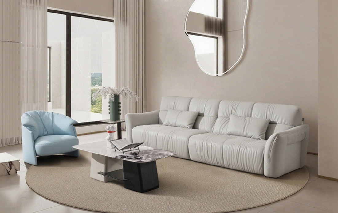 Modern Faux-Leather Sofa and Armchair Set - 2970×1070×890mm Contemporary Living Room Furniture