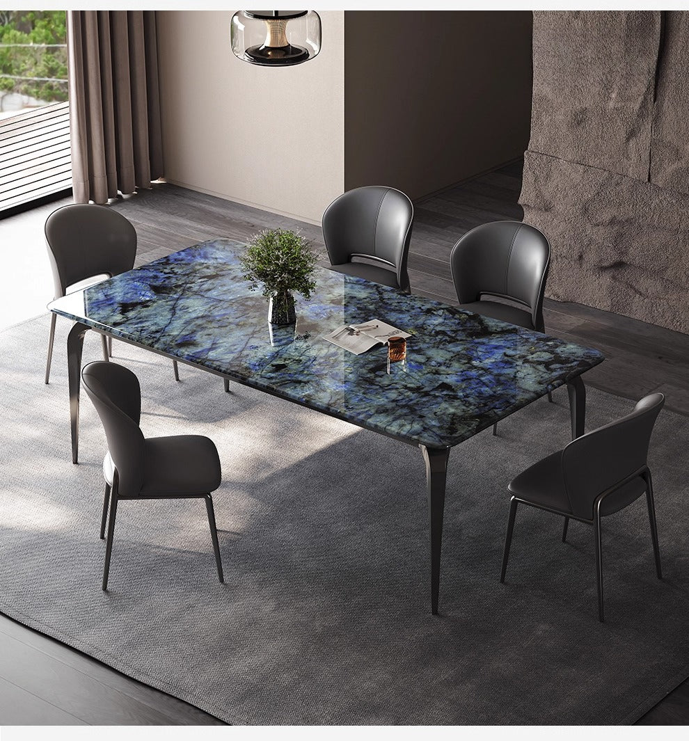 Modern simplicity 2025 new rectangular dining table and chair combination marble super crystal stone small apartment dining table