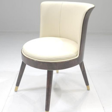 Regal Dining Chair - Brushed Steel & Oak with Gold-Tipped Legs