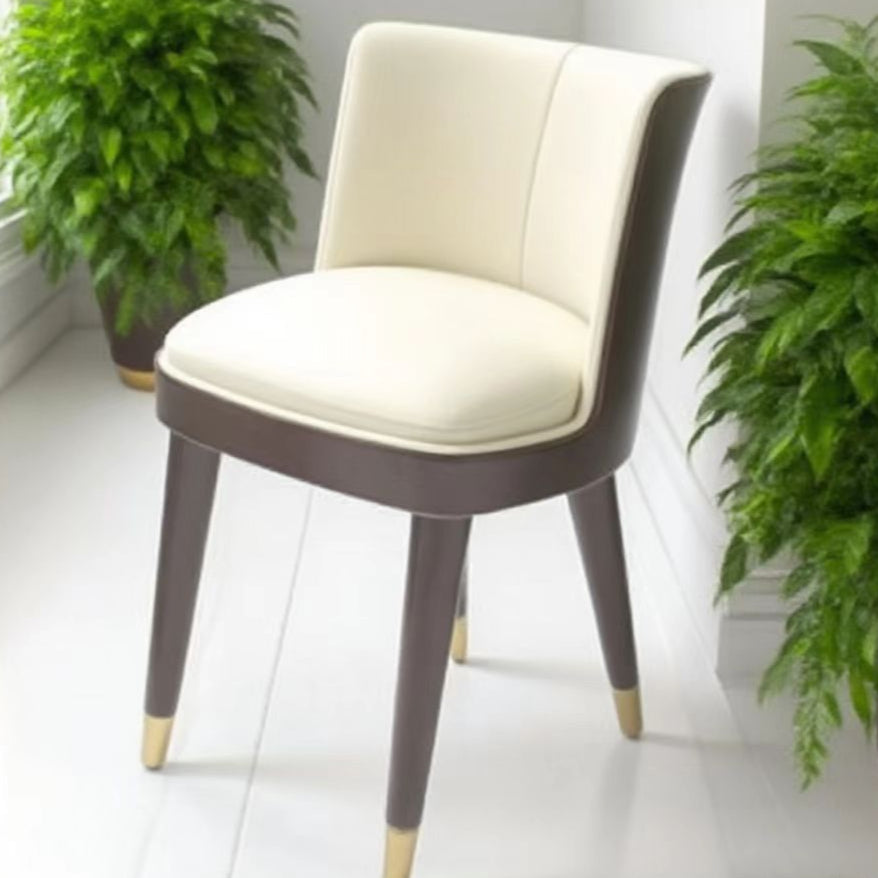Regal Dining Chair - Brushed Steel & Oak with Gold-Tipped Legs