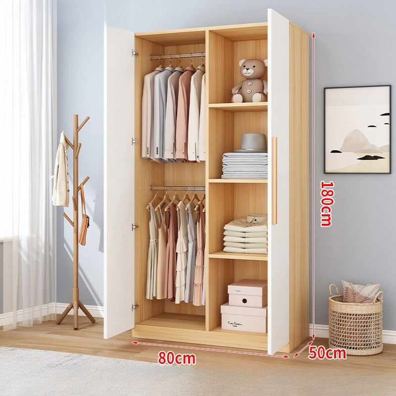 Wardrobe household bedroom rental room simple assembly e****mical granular plate small apartment storage cabinet wardrobe