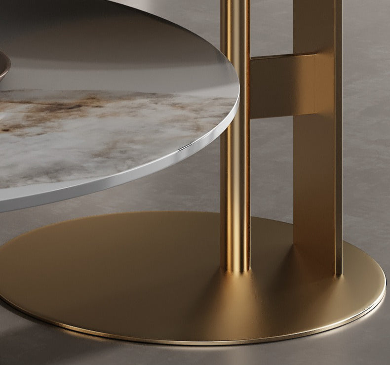 Coffee table living room household simple modern small apartment light luxury high sense round rock slab minimalist designer small coffee table