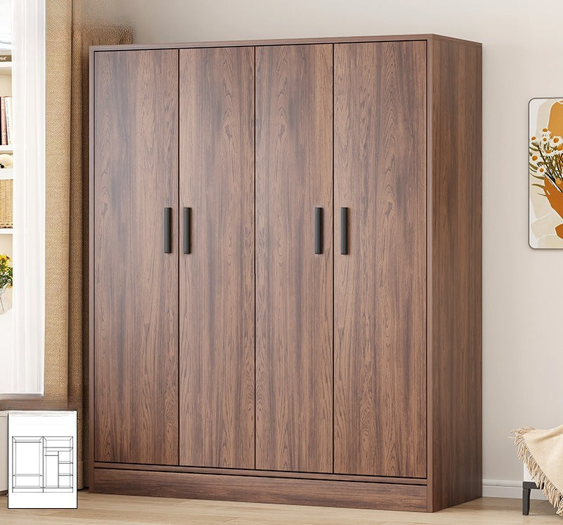 Bailuo popular rental house wardrobe home new bedroom hanging walnut wardrobe small apartment 2025 retro assembly