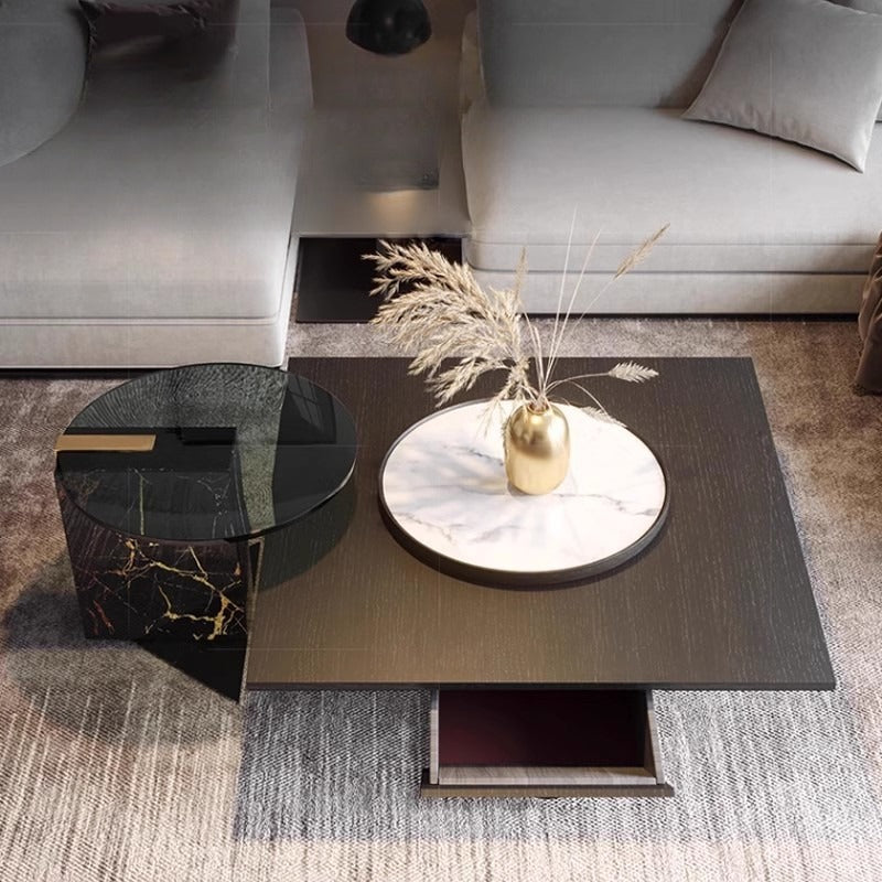 Italian light luxury living room coffee table side table combination modern simple square home minimalist small household shape surprising quiet wind new model