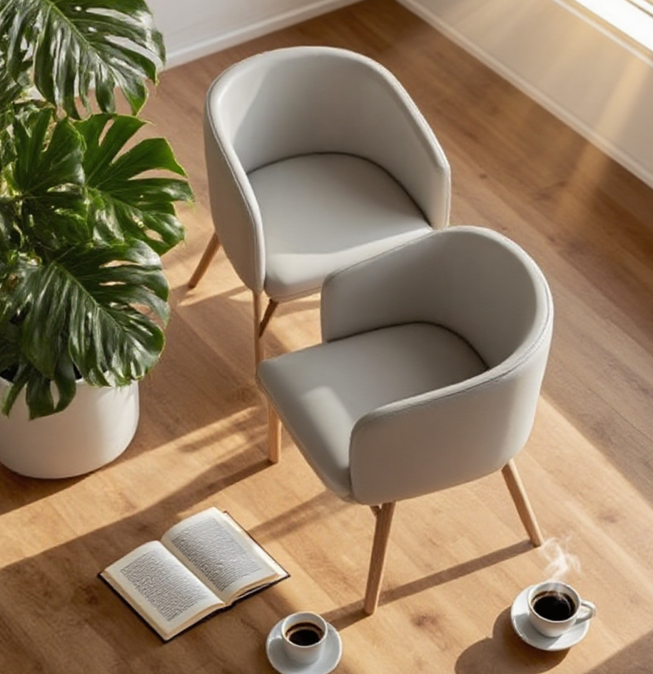 Modern Accent Chair - Light Gray Fabric with Carbon Steel Finish Legs