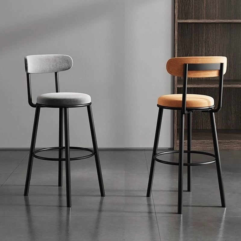 Modern simple wrought iron bar chair high stool Nordic home backrest bar chair light luxury black bar chair high chair