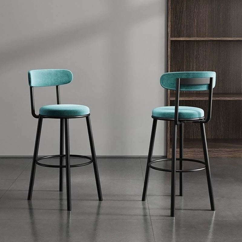 Modern simple wrought iron bar chair high stool Nordic home backrest bar chair light luxury black bar chair high chair