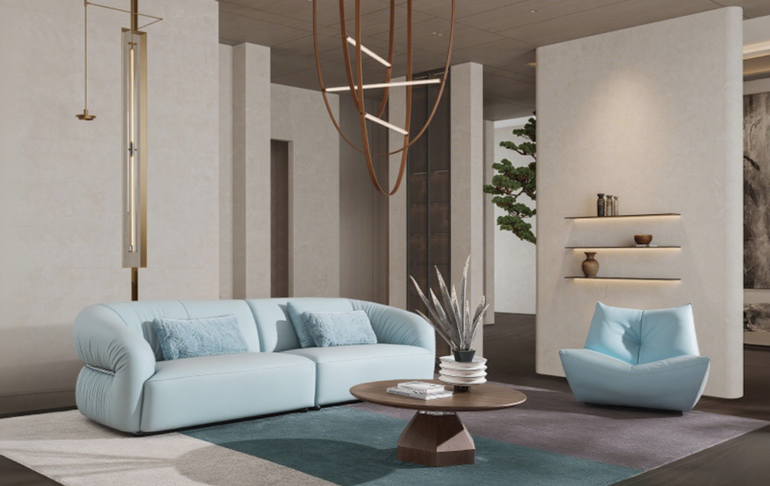 Modern 3-Seater Sofa & Accent Chair Set - 3060×1080×800mm Contemporary Living Room Furniture