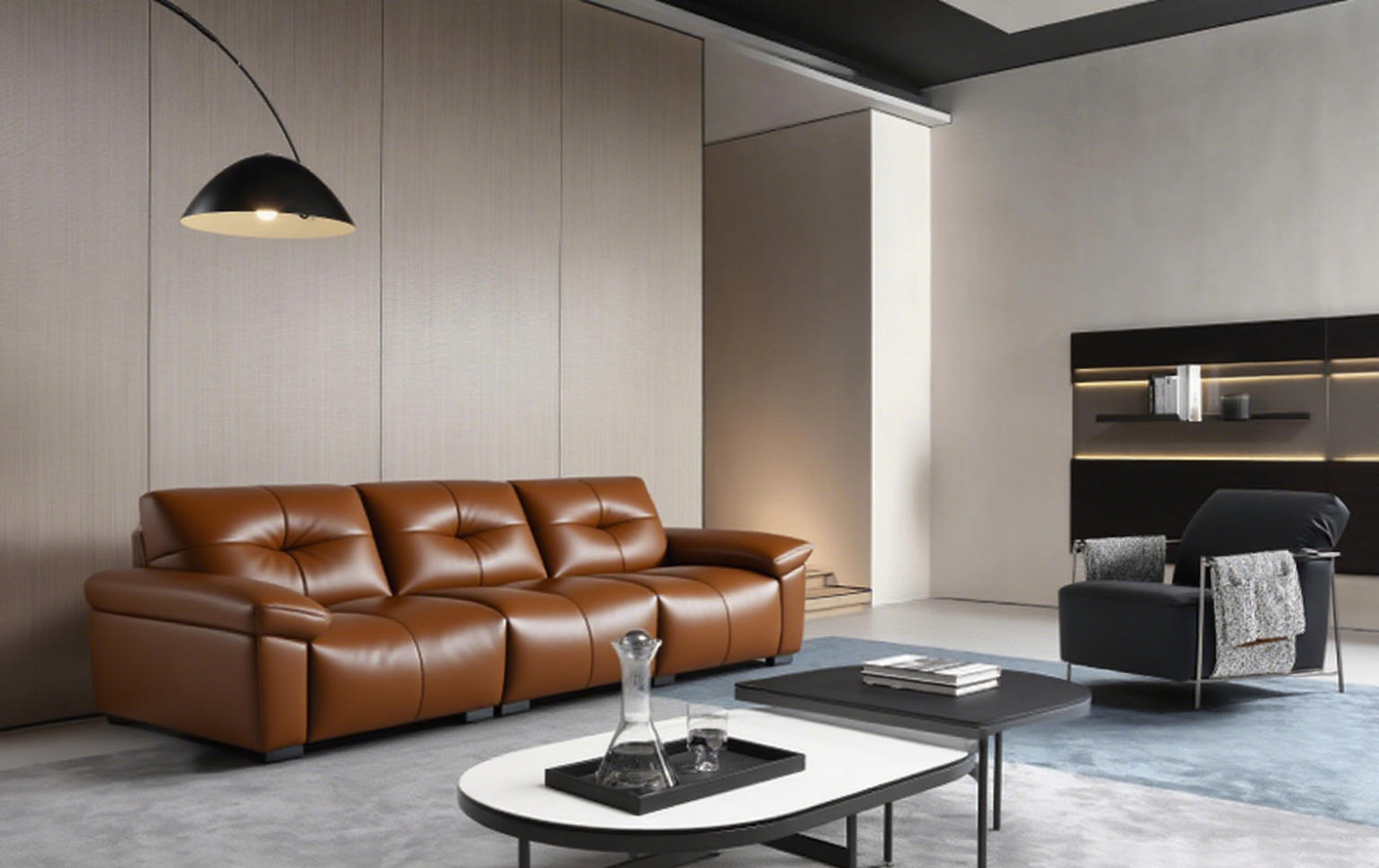 Modern 3-Seater Leather Sofa - 3150×1050×850mm Luxury Living Room Centerpiece