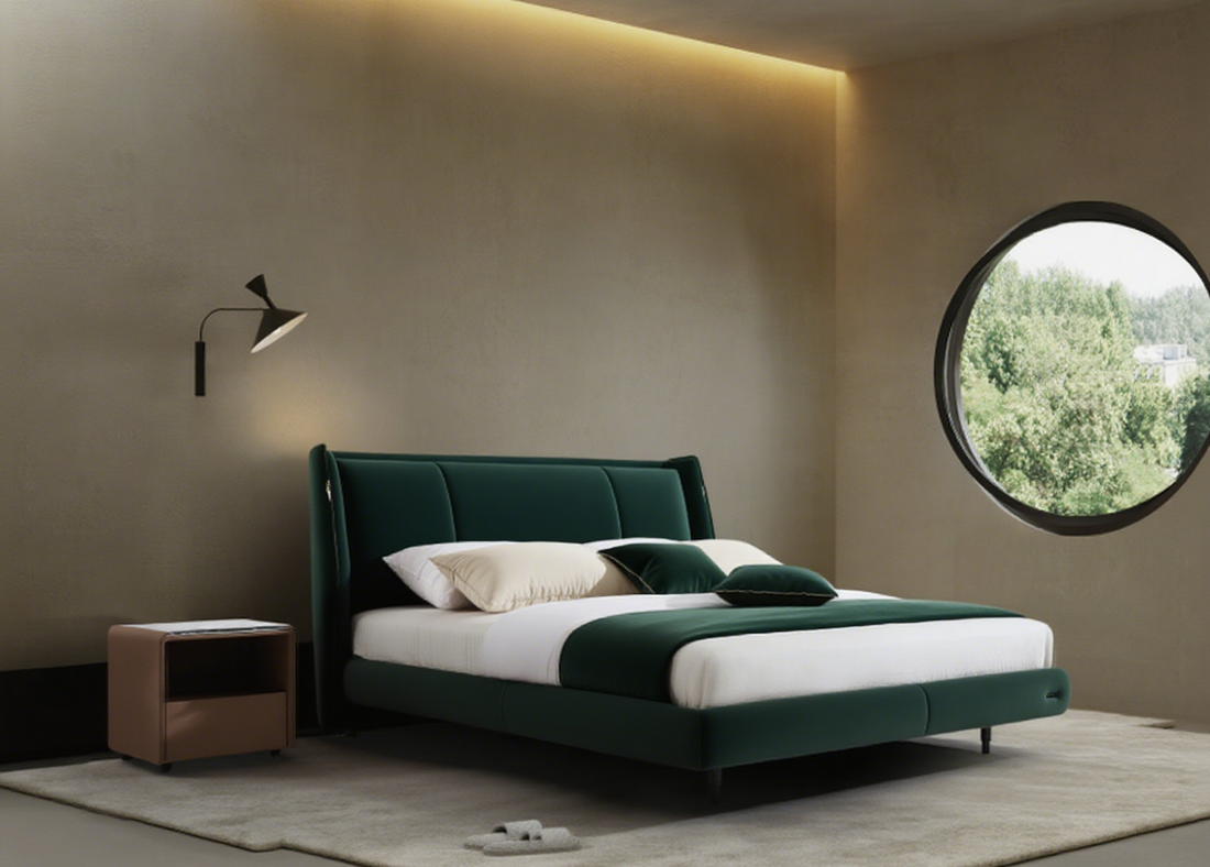 Modern Upholstered Platform Bed & Nightstand Set - Wingback Headboard Design
