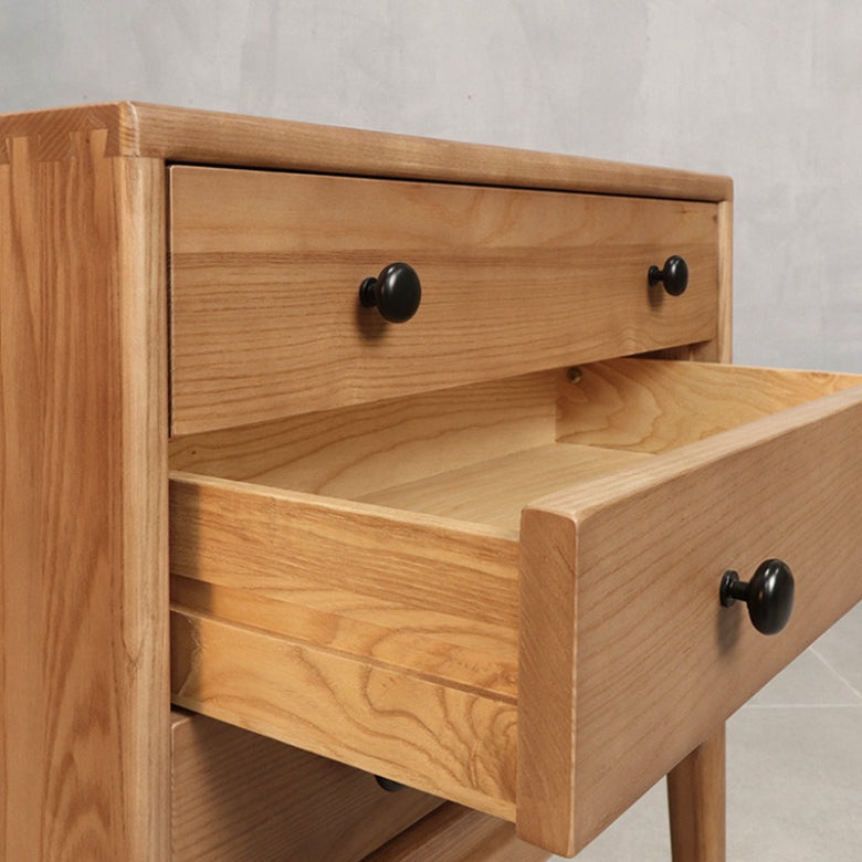 All solid wood three-bucket cabinet bedside table ash wood solid wood sofa side cabinet high-footed three-bucket cabinet storage cabinet sofa side cabinet