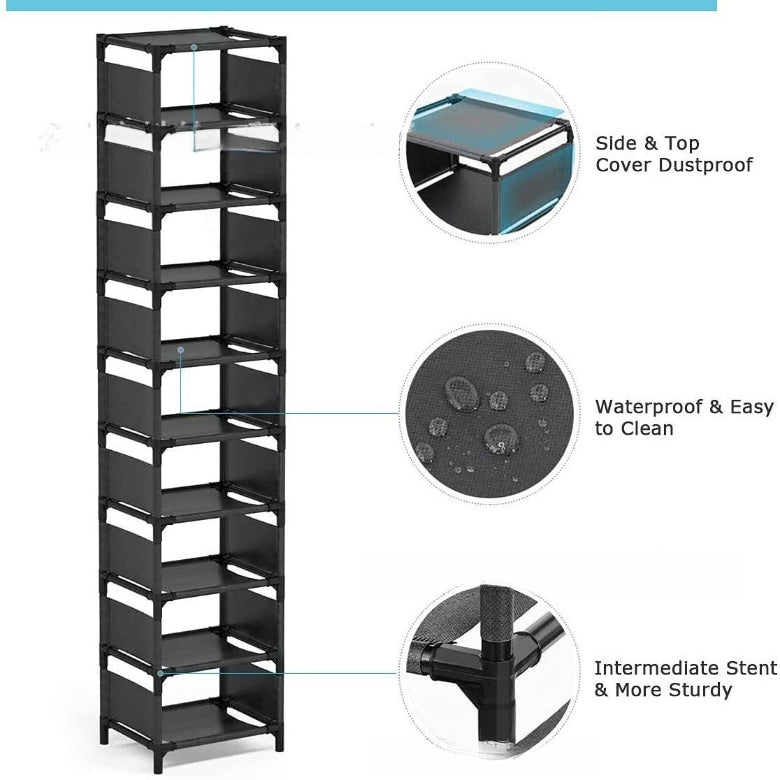 Cross-border hot-selling, non-woven fabric assembly folding narrow shoe rack, small shoe cabinet, small size storage rack, multi-functional shoe rack