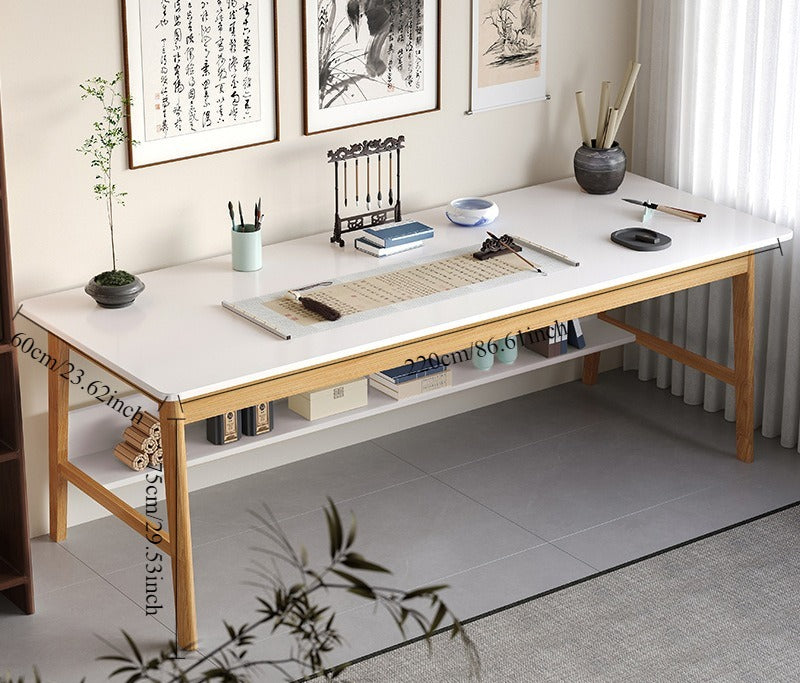 Long table against the wall Narrow table Rectangle desk Double desk Household computer desk Solid wood leg workbench