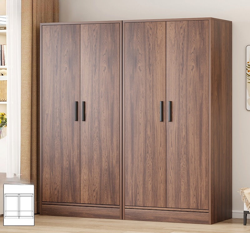 Bailuo popular rental house wardrobe home new bedroom hanging walnut wardrobe small apartment 2025 retro assembly
