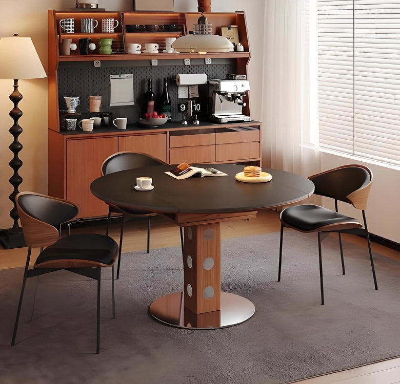 French medieval rock slab dining table household small apartment Berg table foldable Bauhaus function dining chair round table