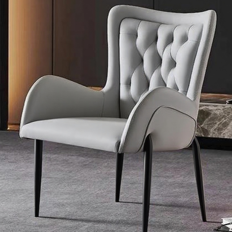 Modern Tufted Armchair: Cloud Velvet & Stainless Steel Legs