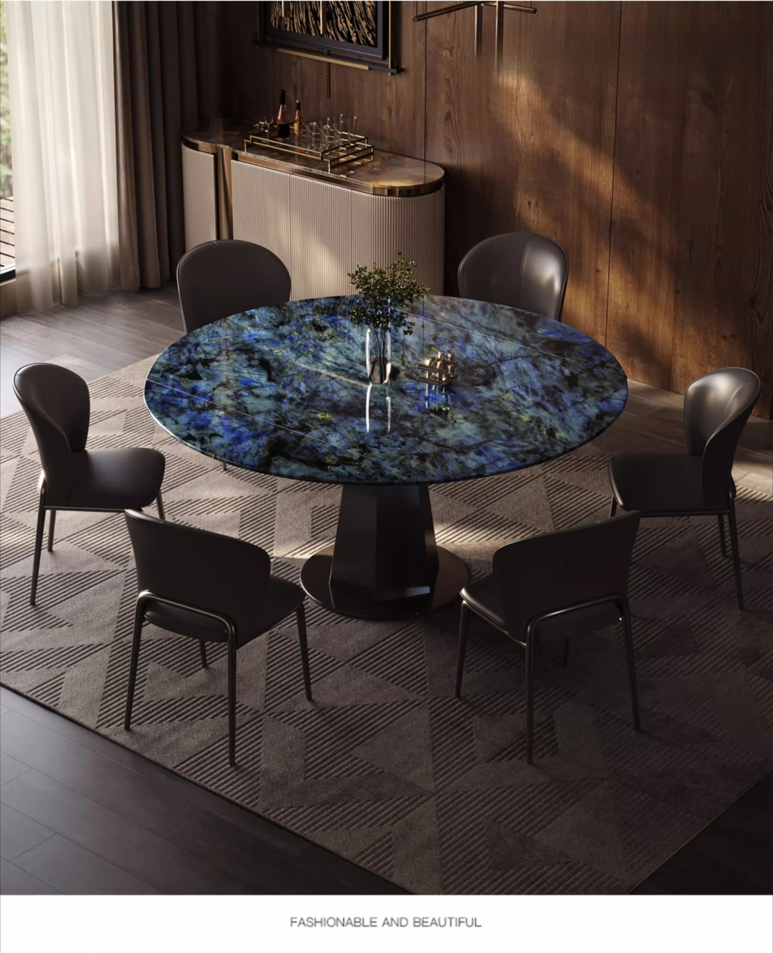 Italian light luxury microcrystalline stone dining table and chair combination small apartment rotating telescopic square circle dual-purpose household marble dining table