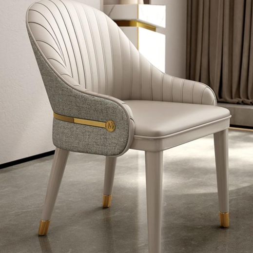 Elegant Ash Wood Dining Chair - Gold-Tipped Legs & Luxe Upholstery