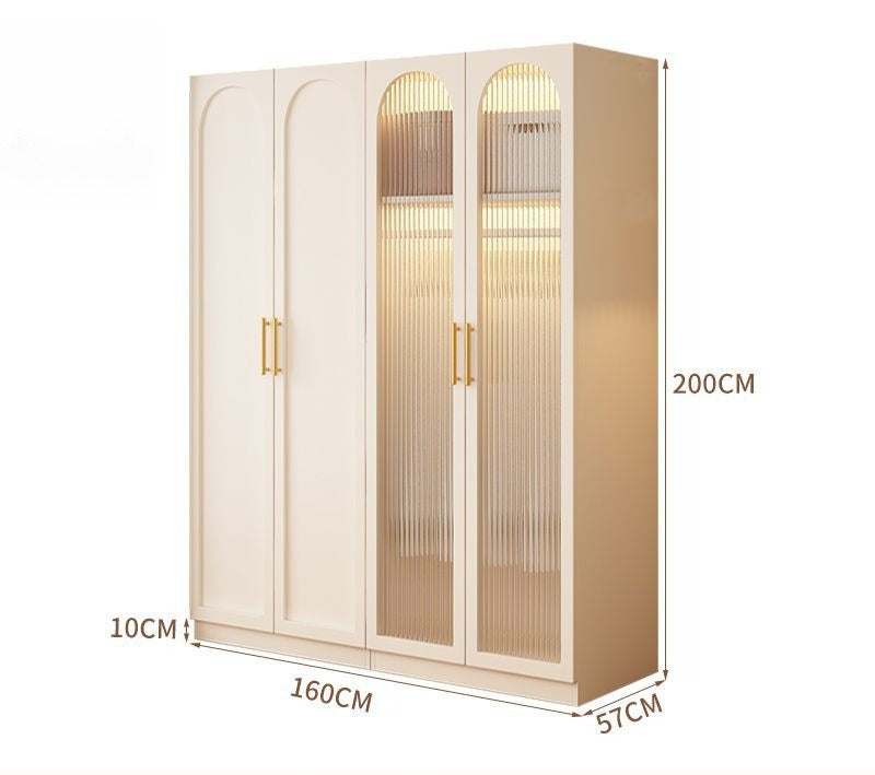 Wardrobe household bedroom solid wood cabinet to top opposite door glass combination large wardrobe with drawers combination cabinet factory
